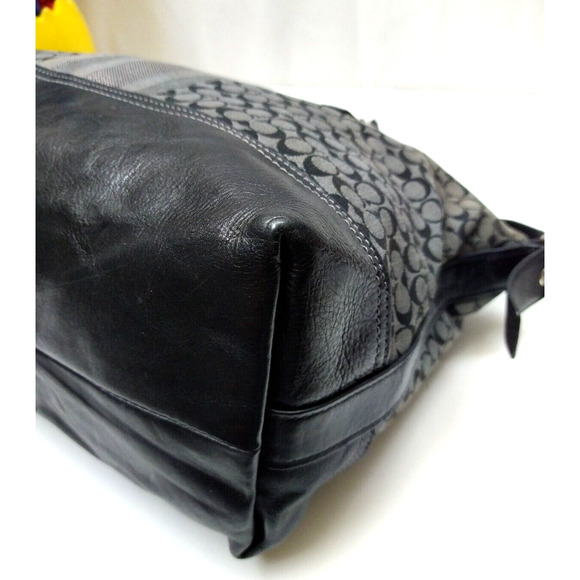 Coach Molly Signature Black Canvas Stripes Top Handles Zipper Satchel Bag - Picture 14 of 14